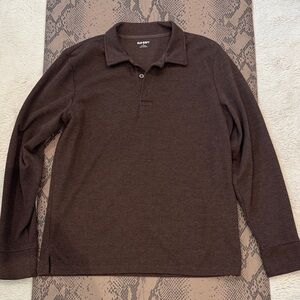 Old Navy Men’s Long-Sleeve Polo Shirt - Chocolate Brown